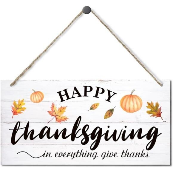 Fall Decoration Thanksgiving Decor Hanging Wood Sign Home Decorative Pumpkin - Picture 1 of 6